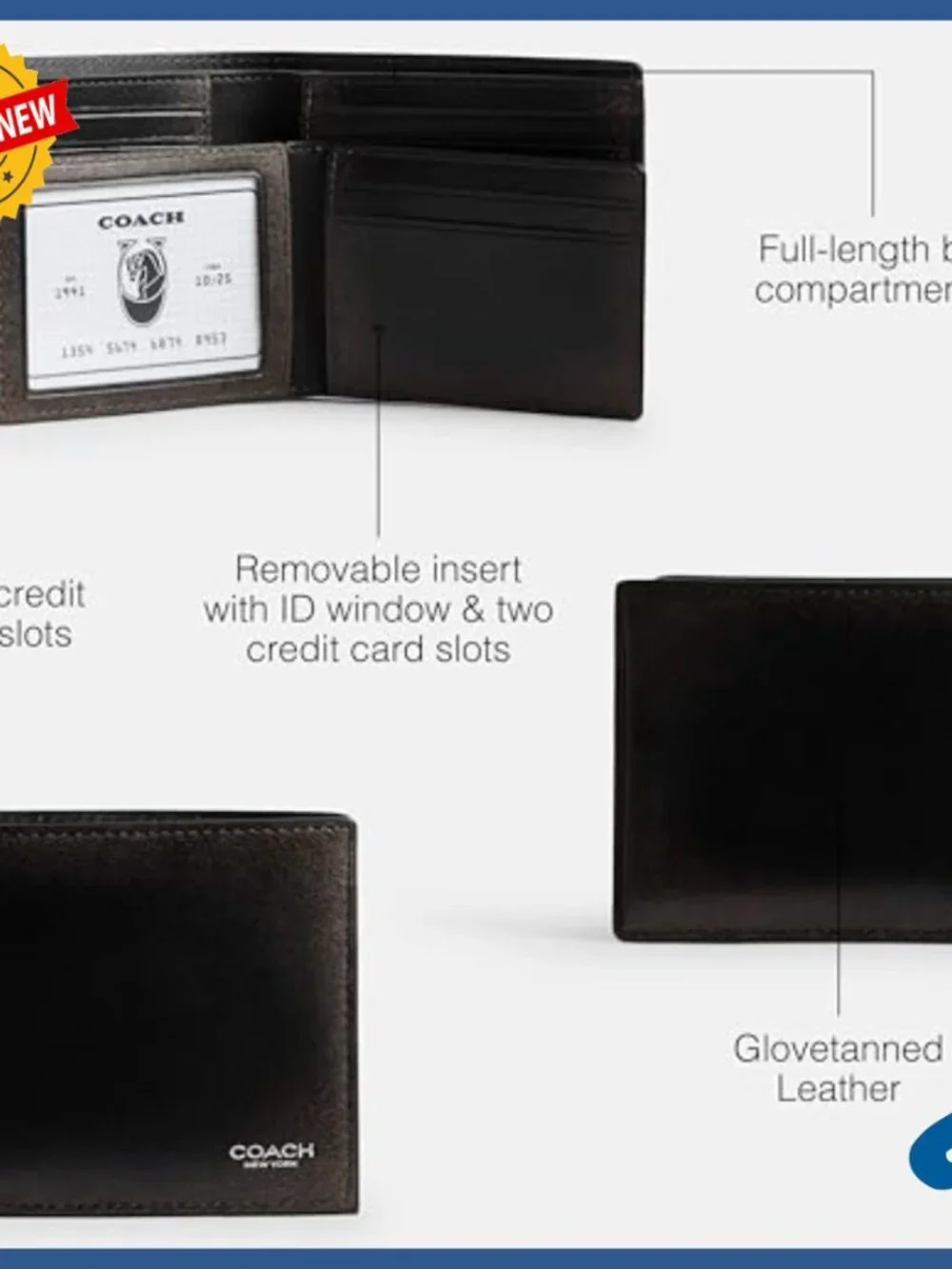 Men's Leather 3-in-1 Wallet with Removable ID Insert, Snap Closure